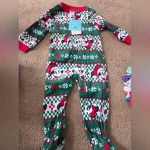 18 Month Disney Green and Red Mickey Mouse Footie